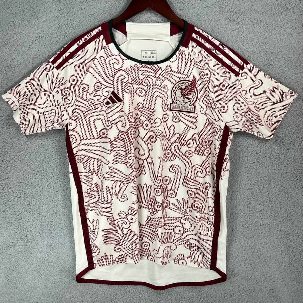 Adidas Mexico Away Jersey Nunez 10 Cream Maroon Slim Fit Aeroready Mens Medium